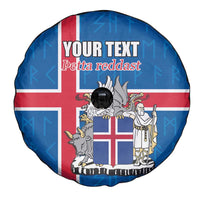 Personalized Iceland Coat of Arms Spare Tire Cover Runic Alphabet Viking Runes Pattern