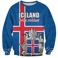 Personalized Iceland Coat of Arms Sweatshirt Runic Alphabet Viking Runes Pattern