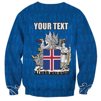 Personalized Iceland Coat of Arms Sweatshirt Runic Alphabet Viking Runes Pattern