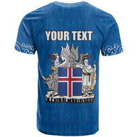 Personalized Iceland Coat of Arms T Shirt Runic Alphabet Viking Runes Pattern