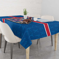Personalized Iceland Coat of Arms Tablecloth Runic Alphabet Viking Runes Pattern