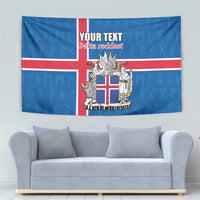 Personalized Iceland Coat of Arms Tapestry Runic Alphabet Viking Runes Pattern