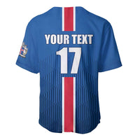 Custom Iceland Football Baseball Jersey Blue with Flag Style