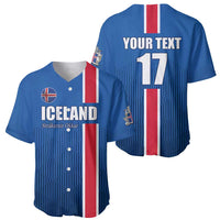 Custom Iceland Football Baseball Jersey Blue with Flag Style