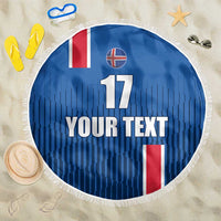 Custom Iceland Football Beach Blanket Blue with Flag Style