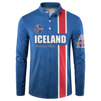 Custom Iceland Football Button Sweatshirt Blue with Flag Style