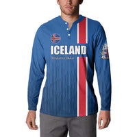 Custom Iceland Football Button Sweatshirt Blue with Flag Style