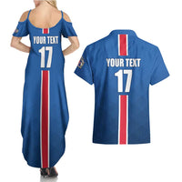 Custom Iceland Football Couples Matching Summer Maxi Dress and Hawaiian Shirt Blue with Flag Style