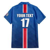 Custom Iceland Football Family Matching Long Sleeve Bodycon Dress and Hawaiian Shirt Blue with Flag Style