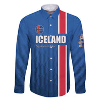 Custom Iceland Football Family Matching Off Shoulder Maxi Dress and Hawaiian Shirt Blue with Flag Style