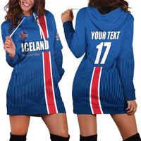 Custom Iceland Football Hoodie Dress Blue with Flag Style