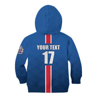 Custom Iceland Football Kid Hoodie Blue with Flag Style