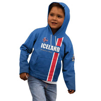 Custom Iceland Football Kid Hoodie Blue with Flag Style
