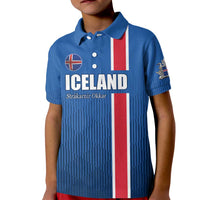 Custom Iceland Football Kid Polo Shirt Blue with Flag Style