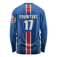Custom Iceland Football Long Sleeve Shirt Blue with Flag Style