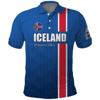 Custom Iceland Football Polo Shirt Blue with Flag Style