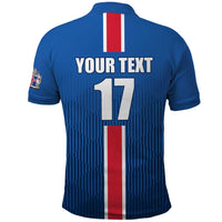 Custom Iceland Football Polo Shirt Blue with Flag Style