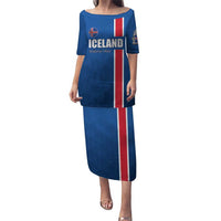 Custom Iceland Football Puletasi Blue with Flag Style