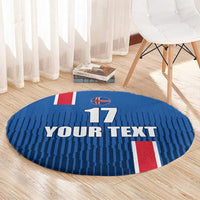 Custom Iceland Football Round Carpet Blue with Flag Style