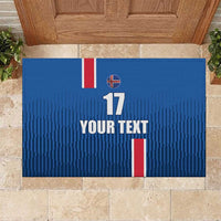 Custom Iceland Football Rubber Doormat Blue with Flag Style