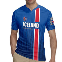 Custom Iceland Football Rugby Jersey Blue with Flag Style