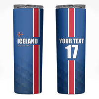 Custom Iceland Football Skinny Tumbler Blue with Flag Style