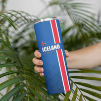 Custom Iceland Football Skinny Tumbler Blue with Flag Style