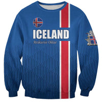 Custom Iceland Football Sweatshirt Blue with Flag Style