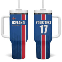 Custom Iceland Football Tumbler With Handle Blue with Flag Style