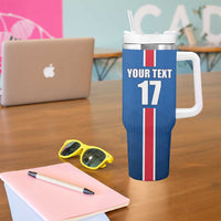 Custom Iceland Football Tumbler With Handle Blue with Flag Style