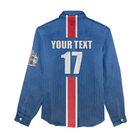 Custom Iceland Football Women Casual Shirt Blue with Flag Style