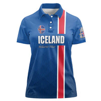 Custom Iceland Football Women Polo Shirt Blue with Flag Style