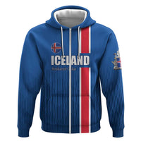 Custom Iceland Football Zip Hoodie Blue with Flag Style
