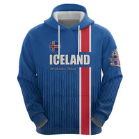 Custom Iceland Football Zip Hoodie Blue with Flag Style