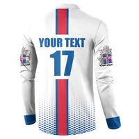 Custom Iceland Football Button Sweatshirt White with Flag Style