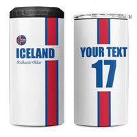 Custom Iceland Football 4 in 1 Can Cooler Tumbler White with Flag Style