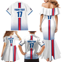Custom Iceland Football Family Matching Mermaid Dress and Hawaiian Shirt White with Flag Style