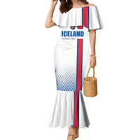 Custom Iceland Football Family Matching Mermaid Dress and Hawaiian Shirt White with Flag Style