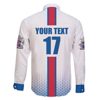 Custom Iceland Football Family Matching Off Shoulder Short Dress and Hawaiian Shirt White with Flag Style