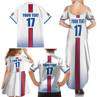 Custom Iceland Football Family Matching Summer Maxi Dress and Hawaiian Shirt White with Flag Style