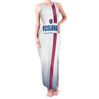 Custom Iceland Football Family Matching Tank Maxi Dress and Hawaiian Shirt White with Flag Style