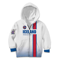 Custom Iceland Football Kid Hoodie White with Flag Style