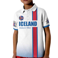Custom Iceland Football Kid Polo Shirt White with Flag Style
