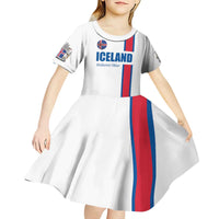 Custom Iceland Football Kid Short Sleeve Dress White with Flag Style