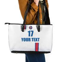 Custom Iceland Football Leather Tote Bag White with Flag Style
