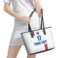 Custom Iceland Football Leather Tote Bag White with Flag Style