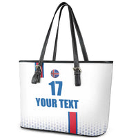 Custom Iceland Football Leather Tote Bag White with Flag Style