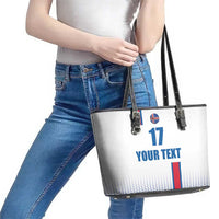 Custom Iceland Football Leather Tote Bag White with Flag Style