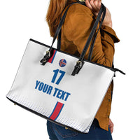 Custom Iceland Football Leather Tote Bag White with Flag Style