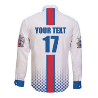 Custom Iceland Football Long Sleeve Button Shirt White with Flag Style